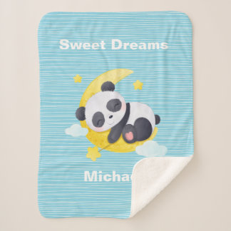 Cobertor Sherpa Baby Panda Bear Sweet Dreams Personalizado
