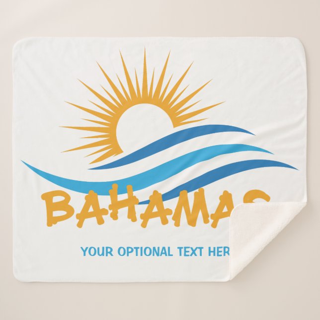 Cobertor Sherpa Bahamas de texto personalizado (Frente (Horizontal))