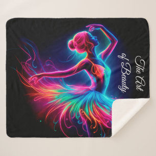 Cobertor Sherpa bailarina neon art, dançarina adorável boêmia, col