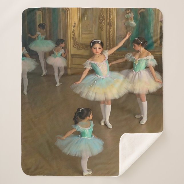 Cobertor Sherpa Bailarinas esperando el momento de actuar (Frente)