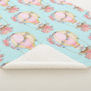 Cobertor Sherpa Balão de Ar Quente Cuto com Padrão de Aquarela do