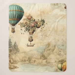 Cobertor Sherpa Balão de Ar Quente Vintage em uma Paisagem Serena