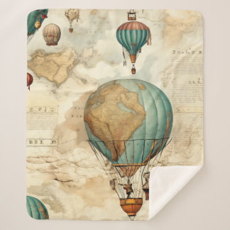 Cobertor Sherpa Balão de Vintage Ar Quente em Paisagem Serena (5)