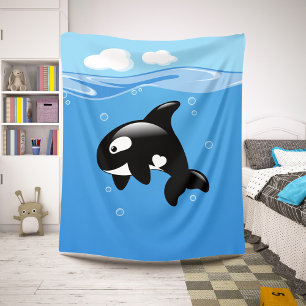 Cobertor Sherpa Baleia pequena bonito da orca no oceano