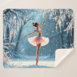 Cobertor Sherpa Balerina de neve mágica em poise de inverno