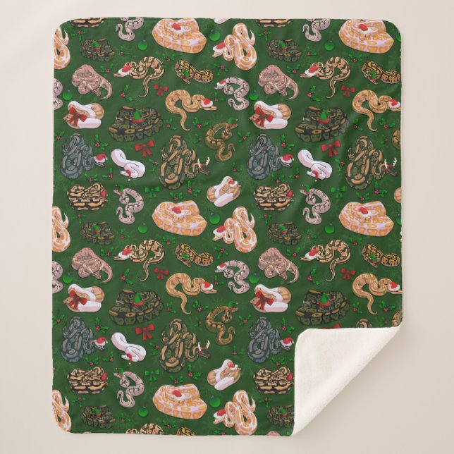 Cobertor Sherpa Ball Python Morph Holiday Verde (Frente)