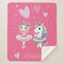 Ballerina rosa-branca Sherpa Blanket
