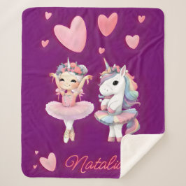 Cobertor Sherpa Ballerina Unicorn Fleece Blanket