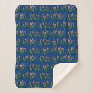 Cobertor Sherpa Bambi Meadow (Azul Marinho)