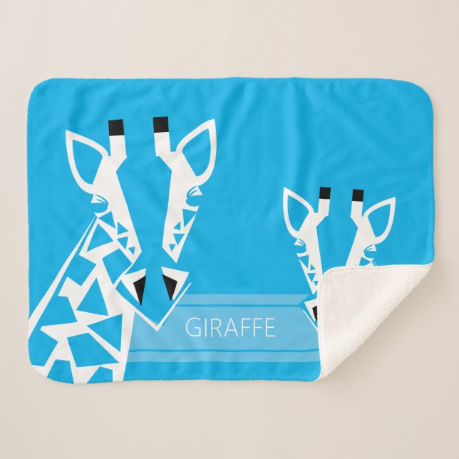 Cobertor Sherpa Bame Girafa Blue Blanket (Frente (Horizontal))