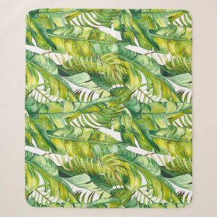 Cobertor Sherpa Banana tropical deixa padrão de aquarela