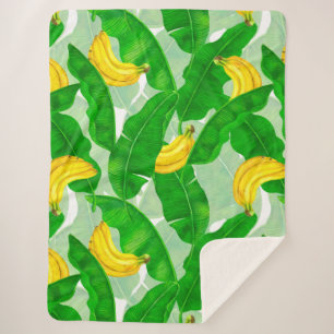 Cobertor Sherpa Bananas e folhas design
