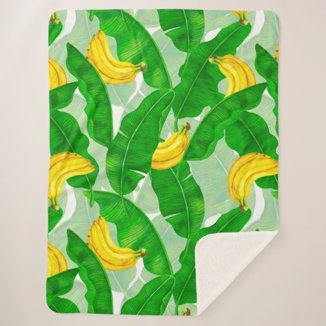 Cobertor Sherpa Bananas e folhas design (Frente)