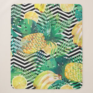 Cobertor Sherpa Bananas Exóticas Limões Tropicais