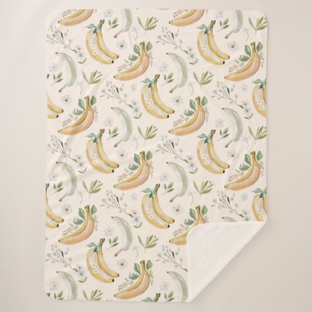 Cobertor Sherpa Bananas por Cerejas (Frente)
