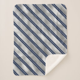 Cobertor Sherpa Bandas brilhantes azuis e Cinzas