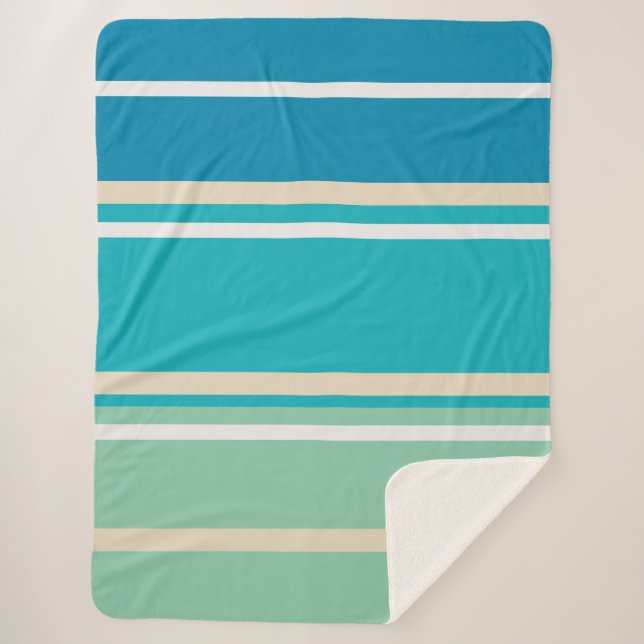 Cobertor Sherpa Bandas de azul, verde e turquesa (Frente)