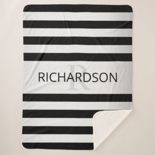 Cobertor Sherpa Bandas de Ombre Silver Faux Contemporâneas & Preta