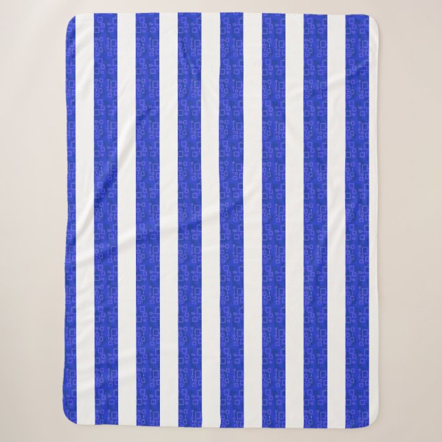 Cobertor Sherpa Bandas Geométricas de Azul-Chic (Frente)