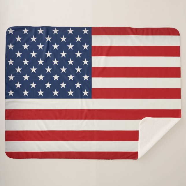 Cobertor Sherpa Bandeira Americana Personalizada  (Frente (Horizontal))