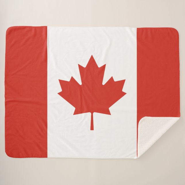 Cobertor Sherpa Bandeira Canadiana (Maple Leaf) (Canadá) (Frente (Horizontal))