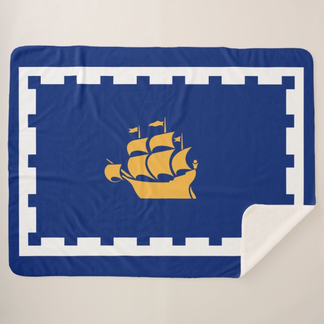 Cobertor Sherpa Bandeira da Cidade do Quebec (Québec, Canadá) (Frente (Horizontal))