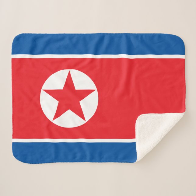 Cobertor Sherpa Bandeira da Coreia do Norte (Frente (Horizontal))
