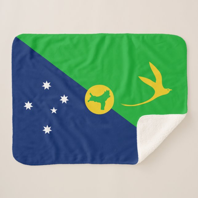 Cobertor Sherpa Bandeira da Ilha Christmas (Frente (Horizontal))