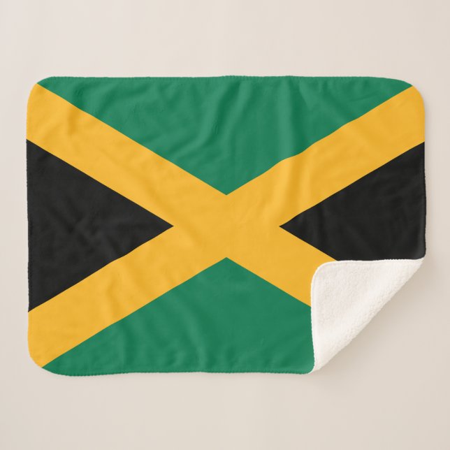 Cobertor Sherpa bandeira da Jamaica (Frente (Horizontal))
