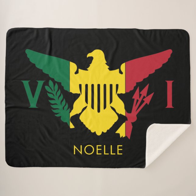 Cobertor Sherpa Bandeira das Ilhas Virgens Americanas, Vermelho Ra (Frente (Horizontal))