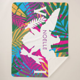 Cobertor Sherpa Bandeira das Ilhas Virgens dos EUA, Folhas Tropica