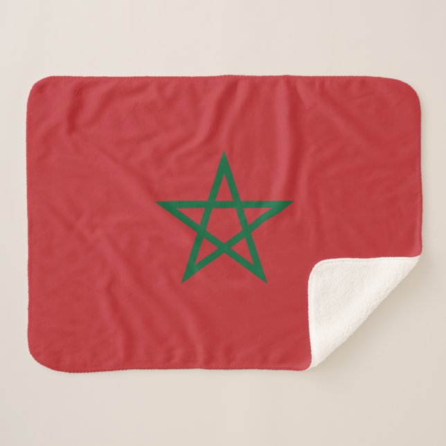 Cobertor Sherpa Bandeira de Marrocos (Frente (Horizontal))