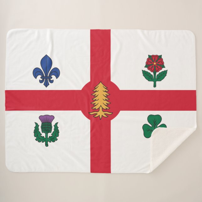 Cobertor Sherpa Bandeira de Montreal (Quebec, Canadá) (Frente (Horizontal))