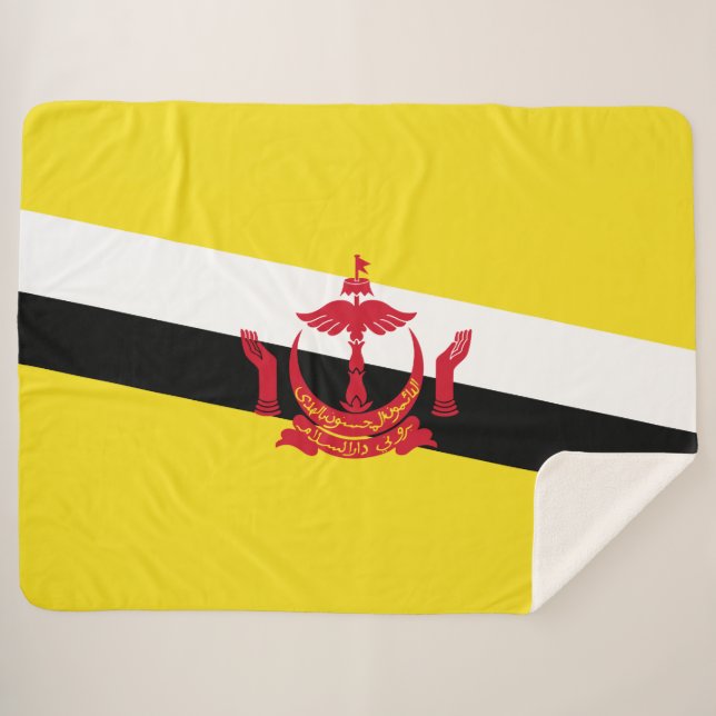 Cobertor Sherpa Bandeira do Brunei (Frente (Horizontal))
