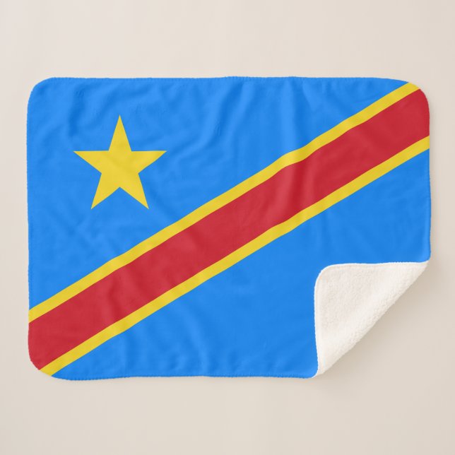 Cobertor Sherpa Bandeira do Congo Quinxassa (Frente (Horizontal))