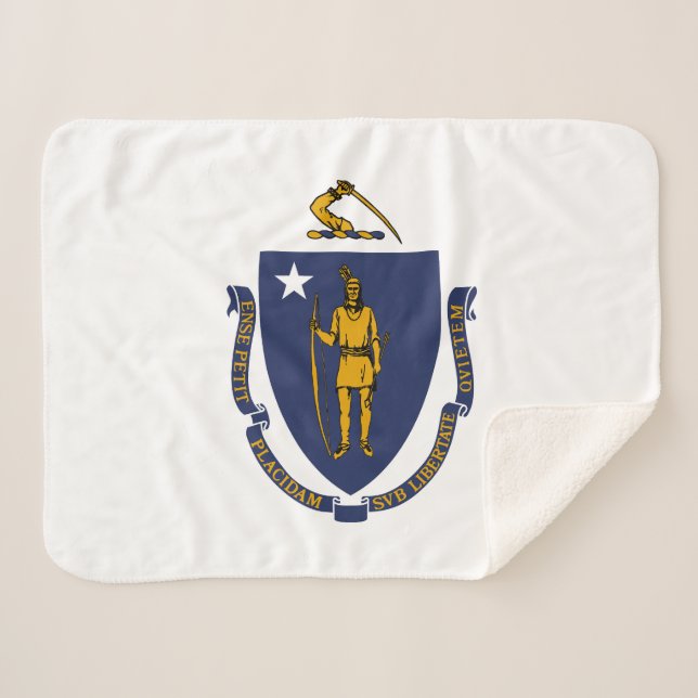Cobertor Sherpa Bandeira do Estado de Massachusetts (Frente (Horizontal))