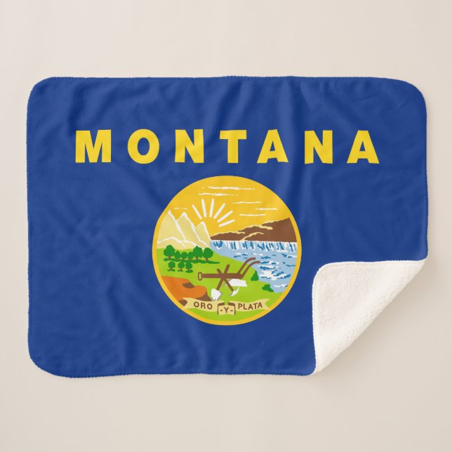 Cobertor Sherpa Bandeira do Estado de Montana (Frente (Horizontal))