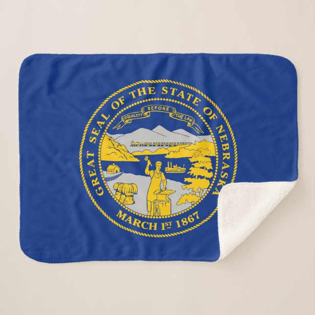 Cobertor Sherpa Bandeira do Estado de Nebraska (Frente (Horizontal))