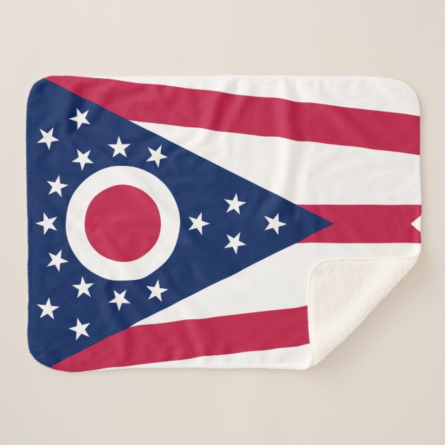 Cobertor Sherpa Bandeira do Estado de Ohio (Frente (Horizontal))