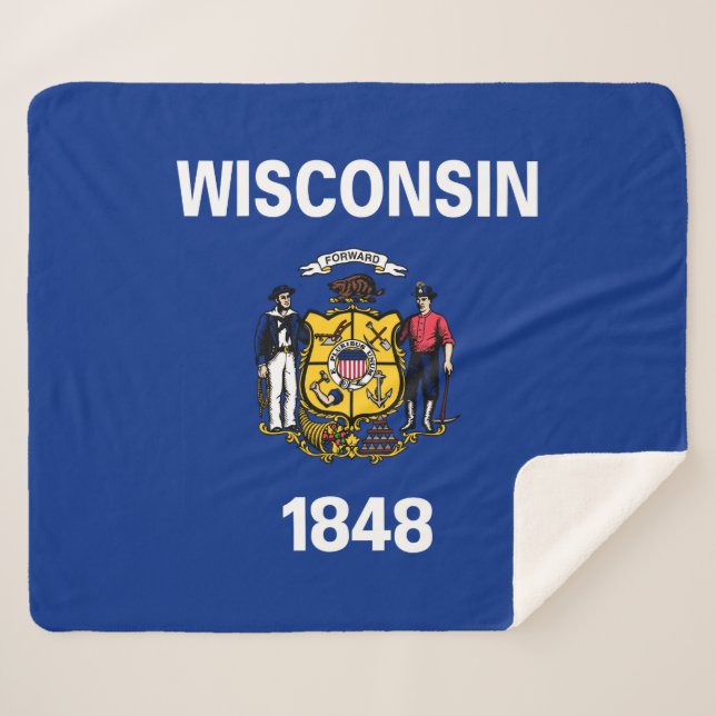 Cobertor Sherpa Bandeira do Estado de Wisconsin (Frente (Horizontal))