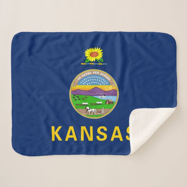 Cobertor Sherpa Bandeira do Estado do Kansas (Frente (Horizontal))