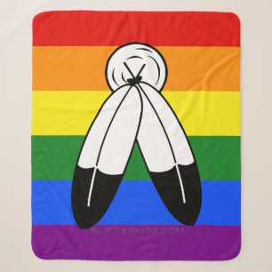 Cobertor Sherpa bandeira do orgulho two-spirit de SlipperyJoe simb