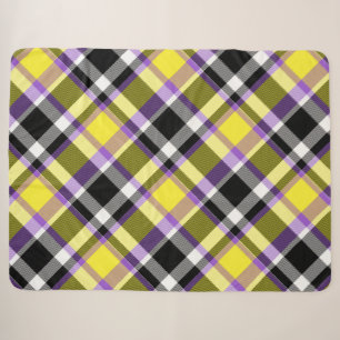 Cobertor Sherpa Bandeira do Orgulho Xadrez Não Binário Boho Ecléti