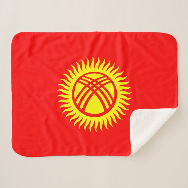 Cobertor Sherpa Bandeira do Quirguistão (Frente (Horizontal))