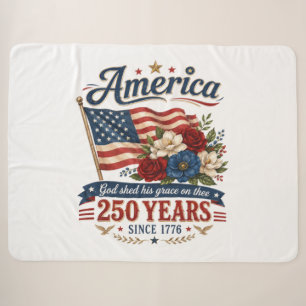Cobertor Sherpa Bandeira Floral 250 Anos da América