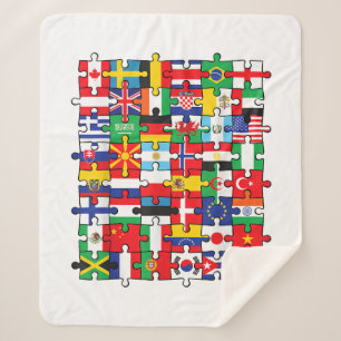 Cobertor Sherpa Bandeira internacional das bandeiras dos países do