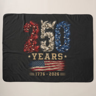 Cobertor Sherpa Bandeira Patriótica Águia Americana 250 Anos
