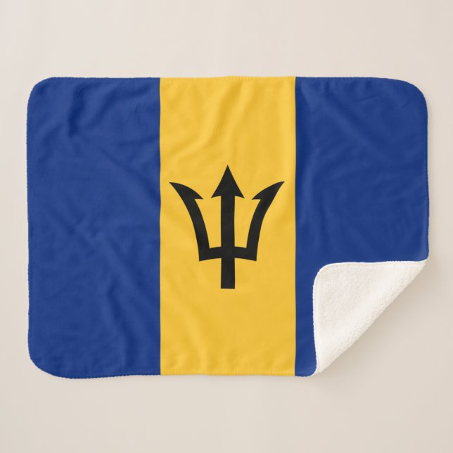 Cobertor Sherpa Bandeira Patriótica Barbados (Frente (Horizontal))