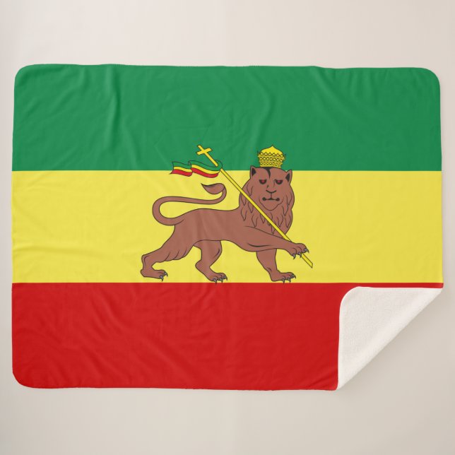 Cobertor Sherpa Bandeira Rastafariana (Rastafarianismo) (rasta) (Frente (Horizontal))