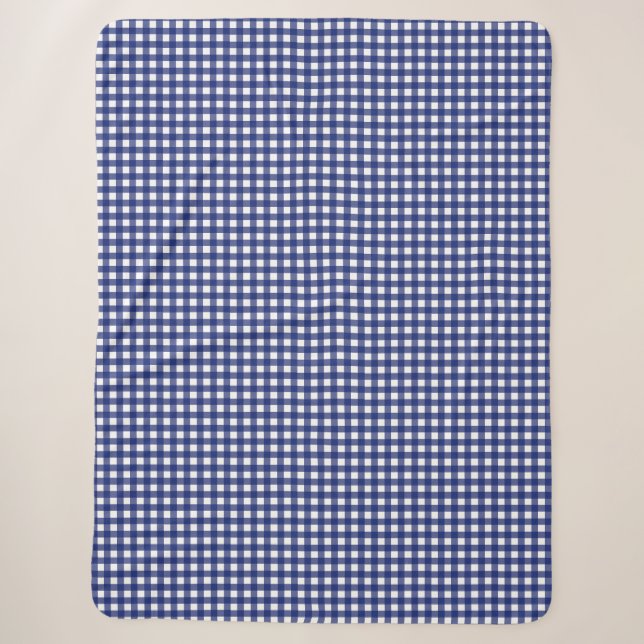 Cobertor Sherpa bandeja de na moda azul-gingham (Frente)